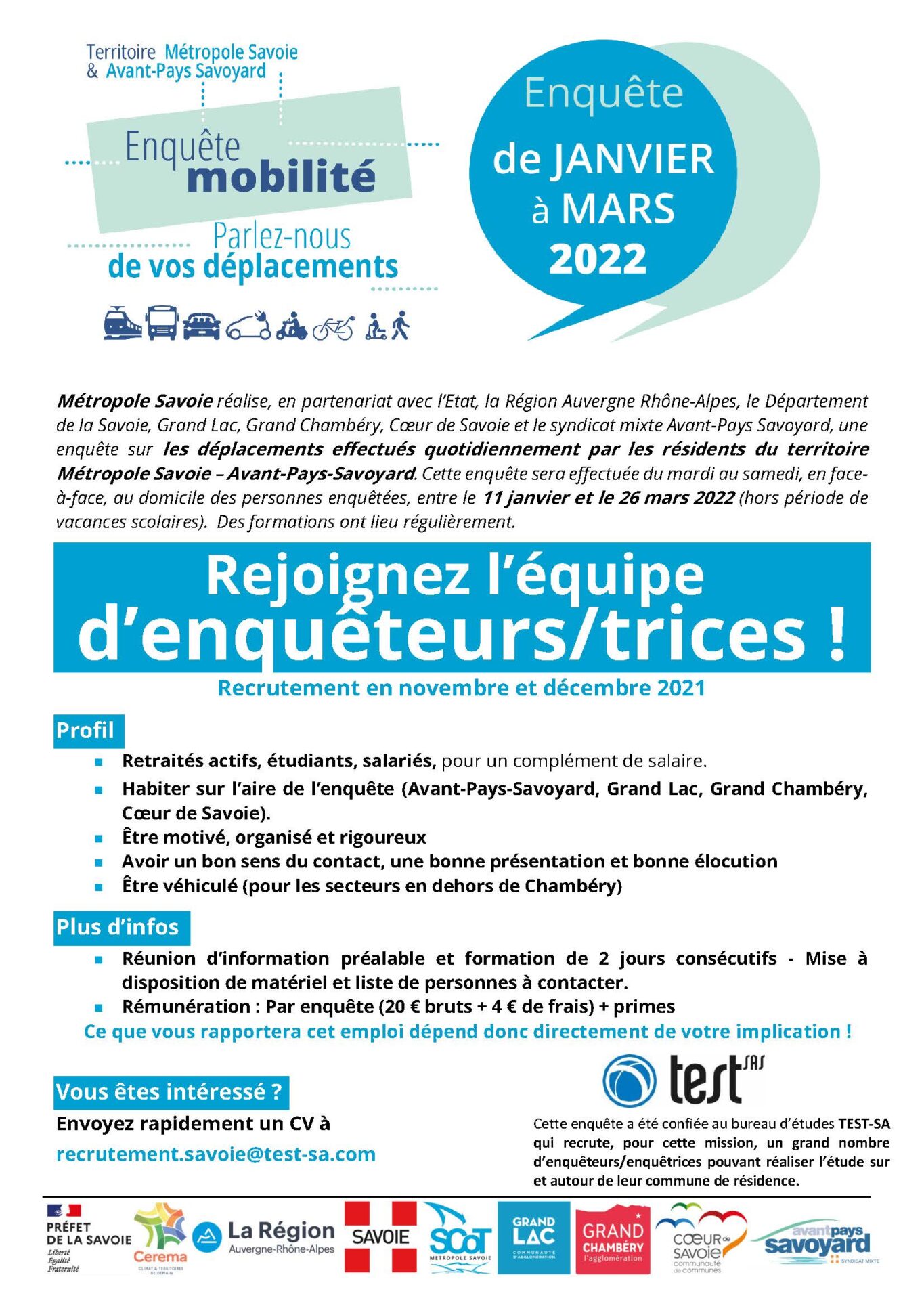 Recrutement d’enquêteurs/trices