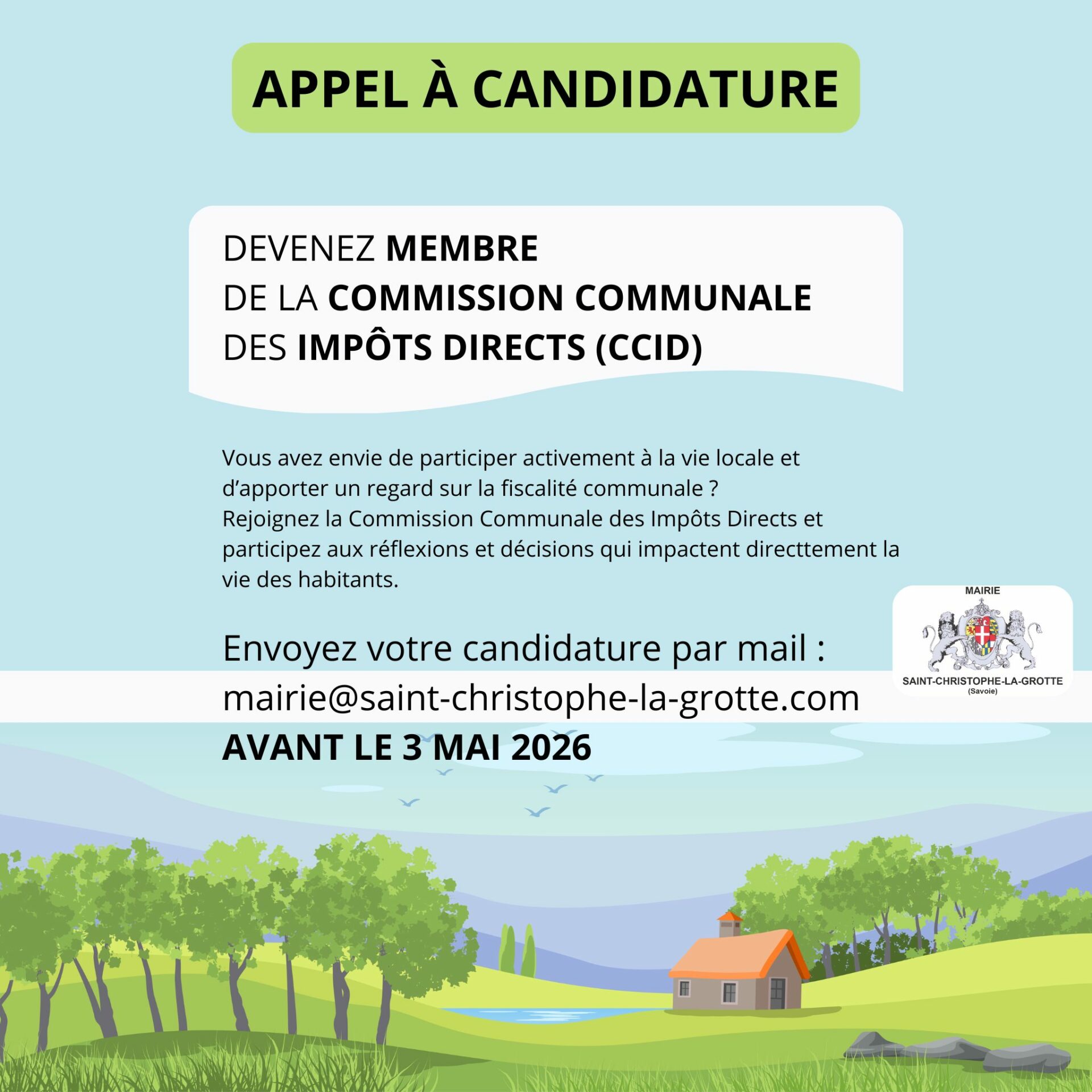 Appel à candidature – Commission communale des impôts directs (CCID)
