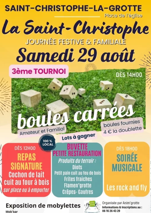 La Saint-Christophe, fête et tournoi de boules carrées à Saint-Christophe